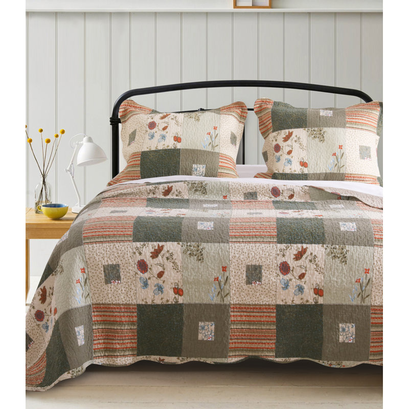 Sedona King 3-Piece Gray Cotton Patchwork Quilt Set