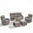Simino 6-Piece Outdoor Wicker Patio Square Fire Pit Table Conversation Set With Swivel Gliders And Ottomans-436450007-436450000-436450003