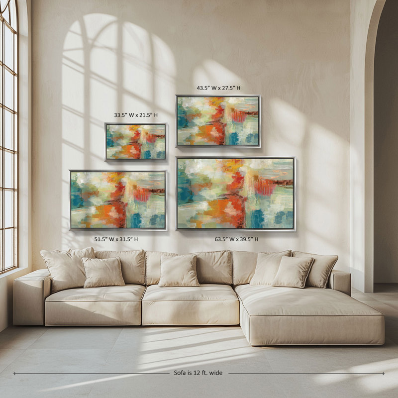 "Coral Reef" par Silvia Vassileva, reproduction sur toile dans un cadre flottant, H 21,5 po x l 33,5 po, Argent argent