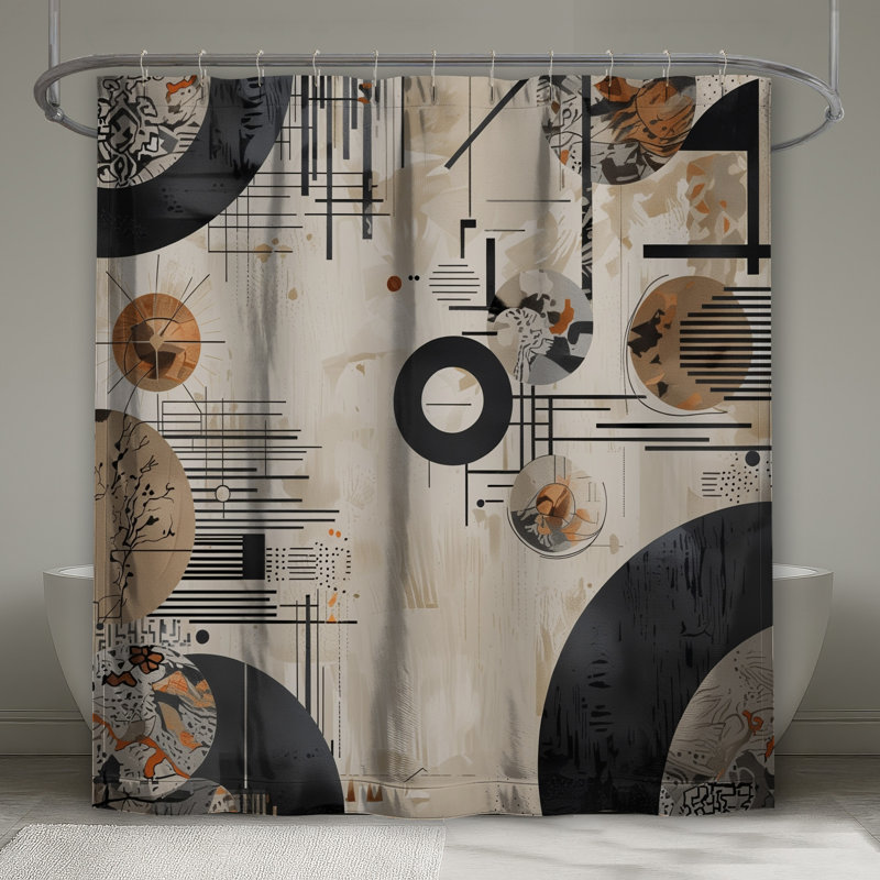 Geometric Abstract Circles Shower Curtains Extra Long, L 70 po x H 72 po