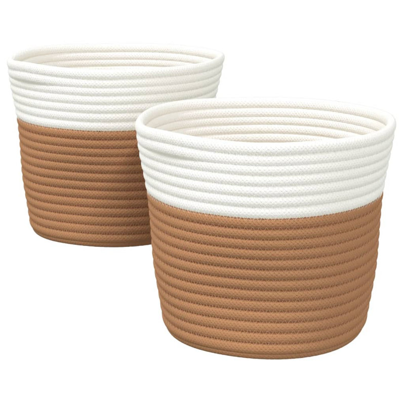 House Of Hampton Fabric Decorative Basket, Brown/White