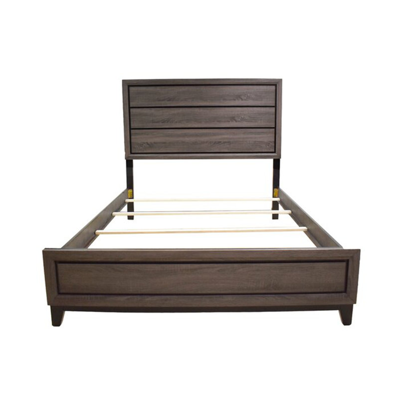 Grand lit contemporain en bois gris