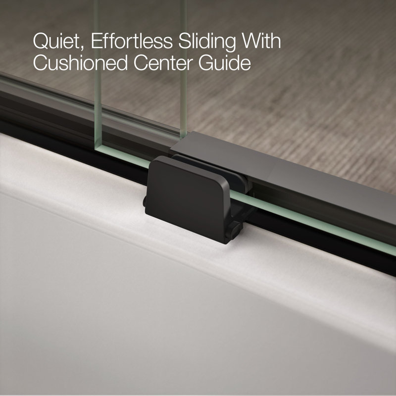 Elate Sliding Bath Door, 56-3/4-In H X 56-1/4 - 59-5/8-In W, With 1/4-In Thick Frosted Glass With Rectangular Grille Pattern