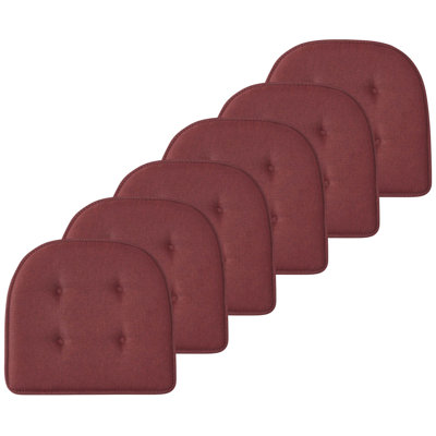 Coussin de siège en mousse à mémoire de forme en U de qualité supérieure épais et confortable Coussin de siège capitonné antidérapant Housse de siège intérieure en caoutchouc antidérapant de 17 po x 16 po pour bureau, chaises de cuisine, paquet de 6, couleur bourgogne