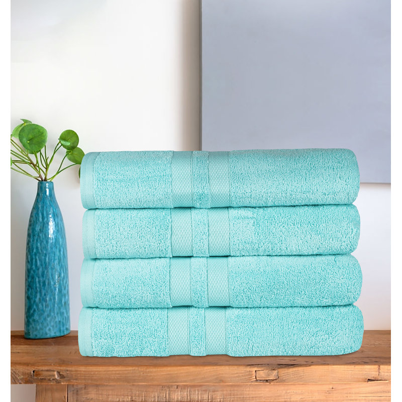 Winthrop 100% Cotton Quick-Drying Absorbent Solid Bath Towel Set , Cyan