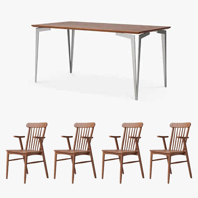 4 - Person Solid Wood Top Four Leg Dining Set,  29.53”H x 31.5”L x 62.99”W