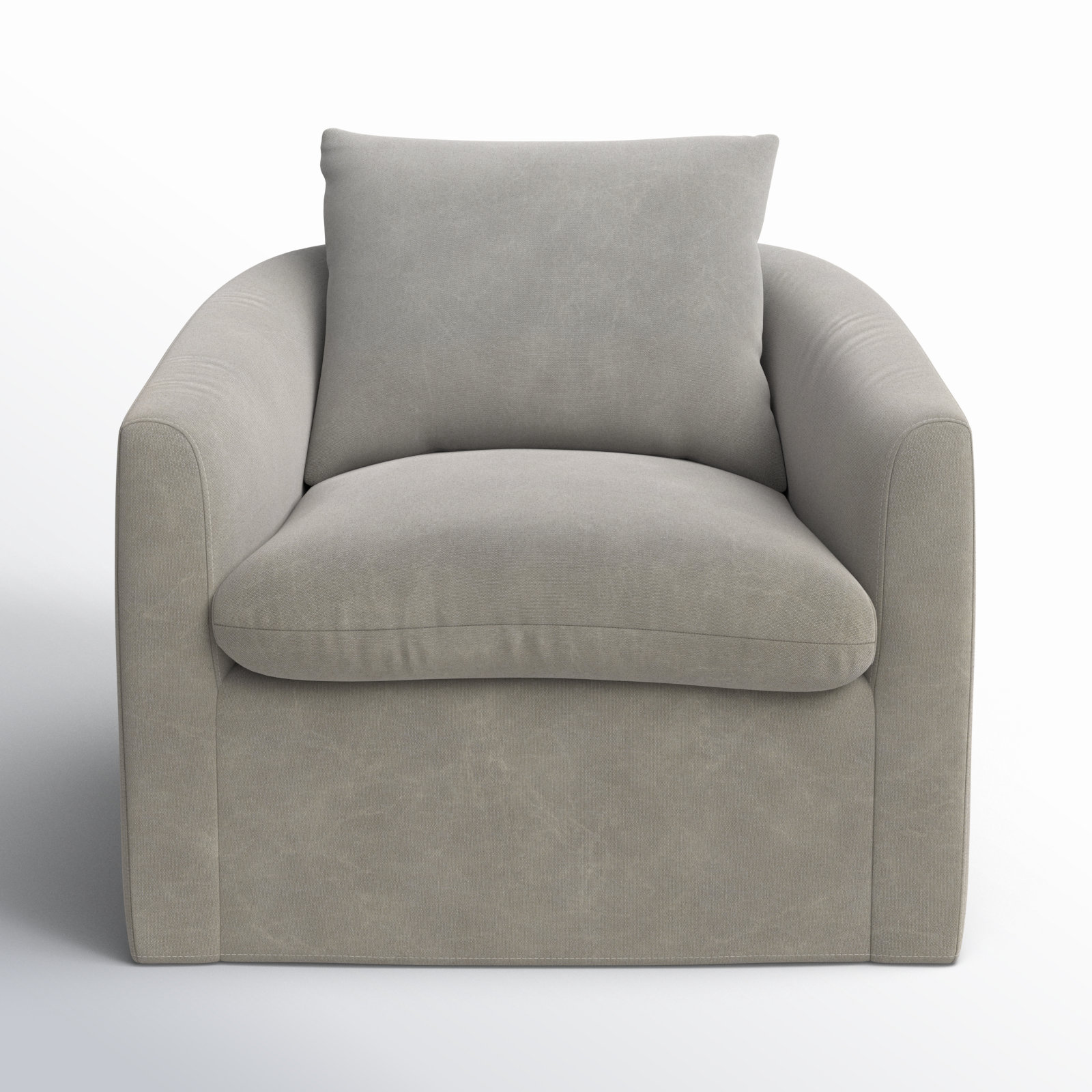 Menta Upholstered Swivel Barrel Chair, Capricorn Light Grey Canvas