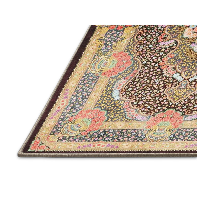 Tapis brun foncé/brun clair/vert traditionnel, Rectangle 8 pi x 12 pi