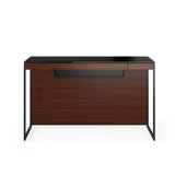 Sequel Desk With Back Panel - Charcoal Stained Ash, Black Metal