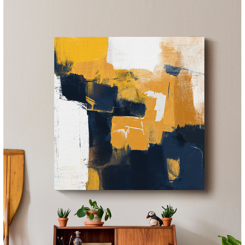 «Navy & Gold I», reproduction sur toile tendue, H 10 po x l 10 po x P 1,5 po