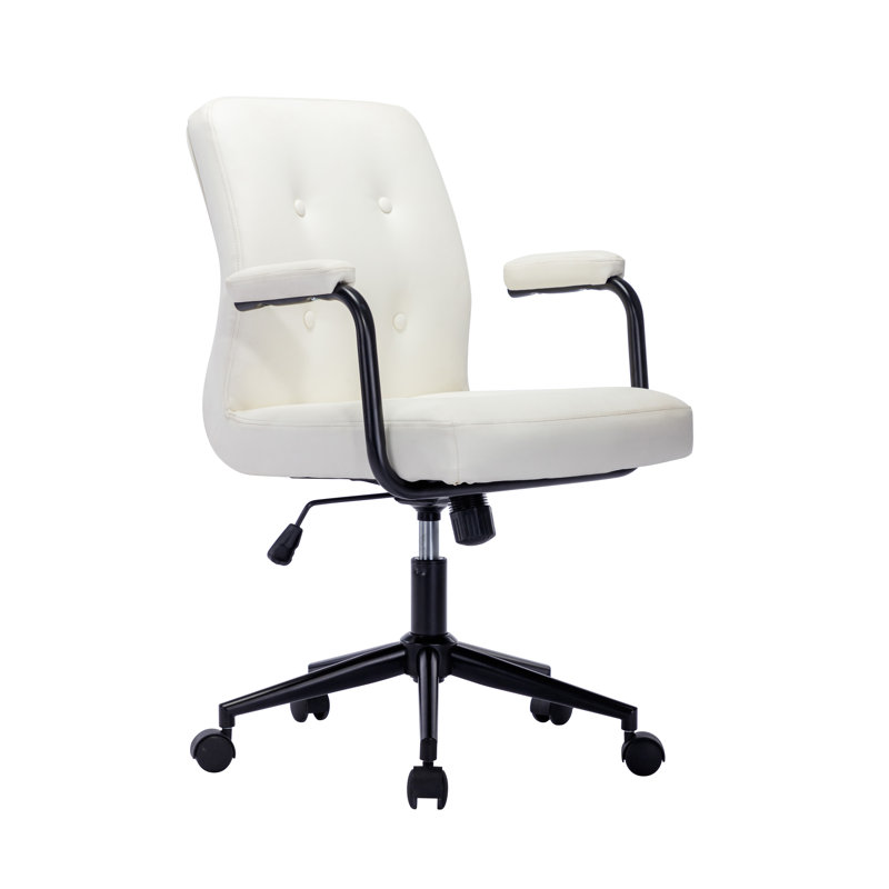 Chaise de bureau en similicuir Edelfriede, Blanc