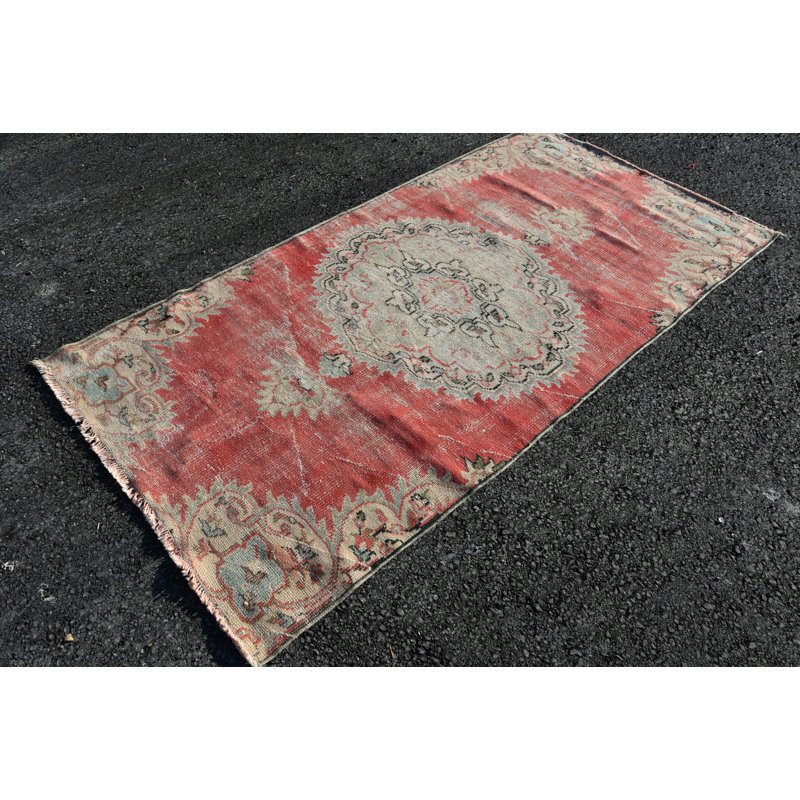 Tapis géométriques, tapis en laine, tapis de chambre rose, tapis 4,1 x 7,8 pi, tapis turc, tapis rétro