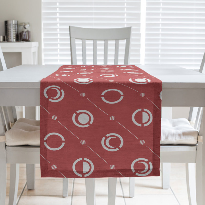 Classic Moon Phases Table Runner, 16" x 72", Red/White