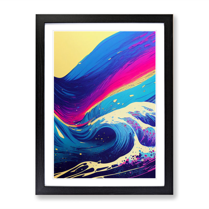 XV1022-3054X Ocean Wave In Colour No.1 Abstract - Single Picture Frame Print, Black, 64cm H x 46cm W