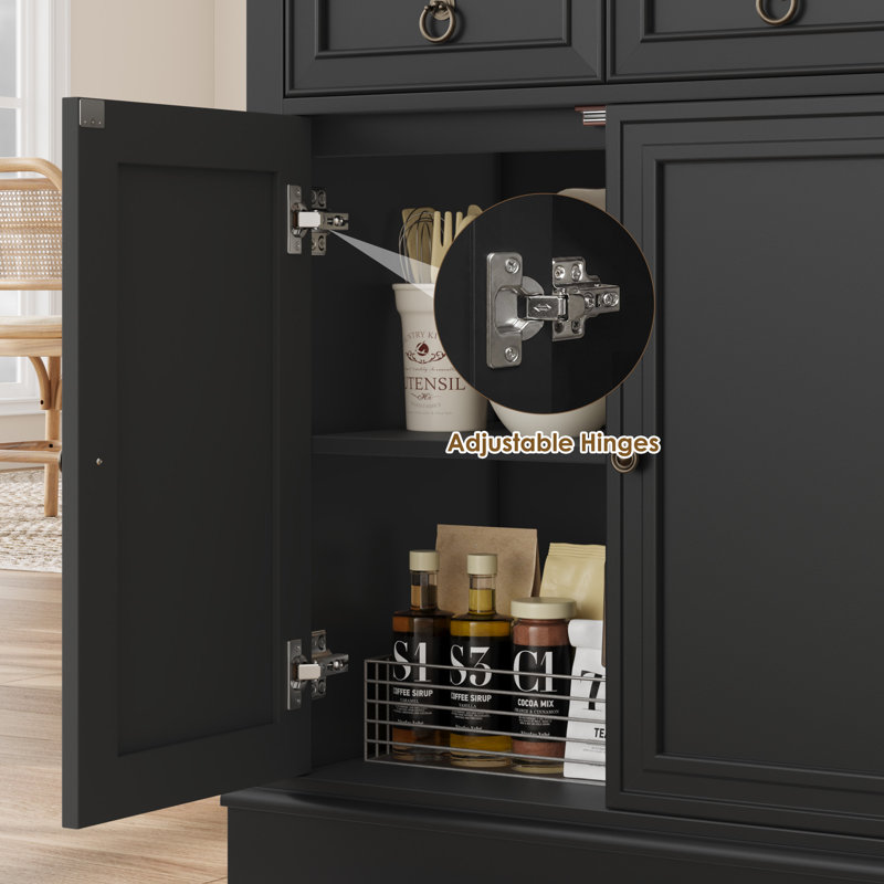 Buffet 54 "avec tiroirs, armoire de salle à manger avec tablette réglable Broadview, Noir, noir, noir, noir
