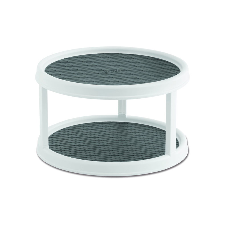 White and Gray 12-Inch 2-Tier Non-Skid Lazy Susan Turntable
