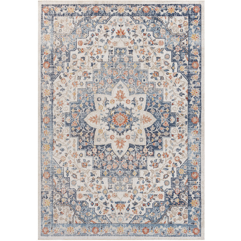 Ashraf Traditional Boho Dark Blue Area Rug, Rectangle 200 x 275cm