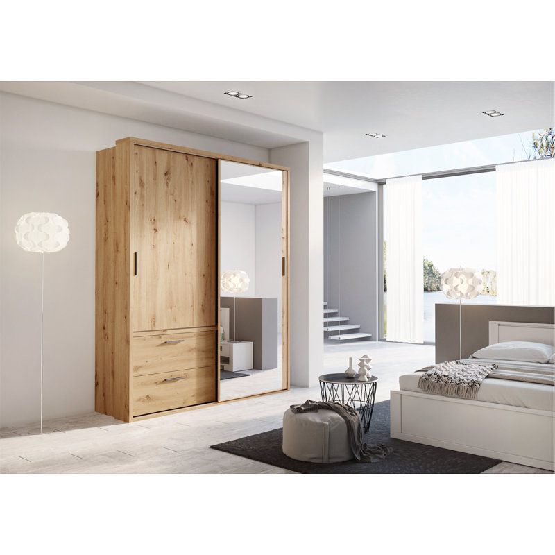 Gulbahar 2 Door Manufactured Wood Wardrobe, Oak Artisan