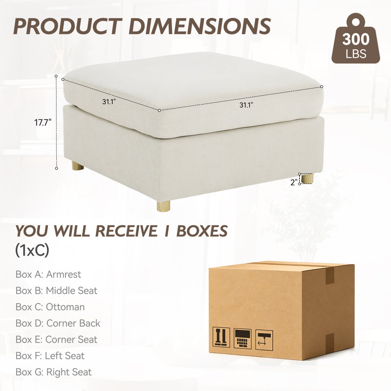 Clinard Upholstered Storage Standard, Chenille, Beige
