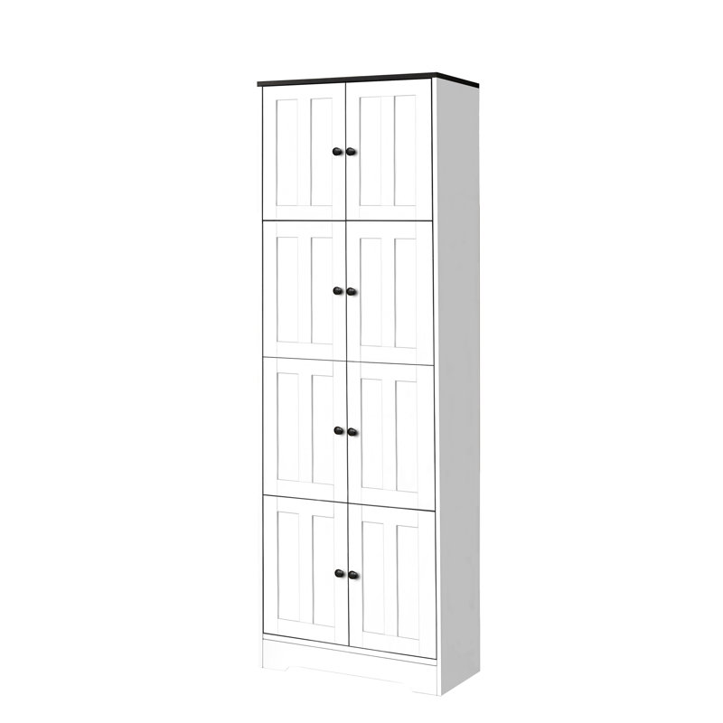 Versatile Tall Storage Cabinet With Ample Compartments And Doors For Organized Storage, White