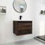 Armoire de salle de bain avec portes à fermeture en douceur - 24 po, fixation murale, noyer, évier moderne avec rangement 24 x 18 po, conception-492739706-492739707
