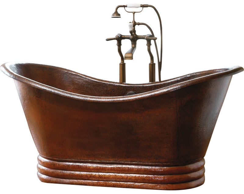 Aurora 72" x 32" Pedestal Soaking Copper Bathtub, Antique Copper