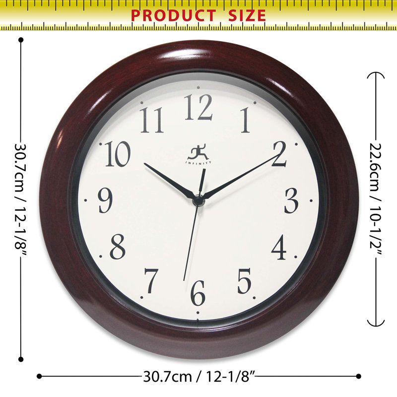 Mahogany-Look Wall Clock, Brown, 13"
