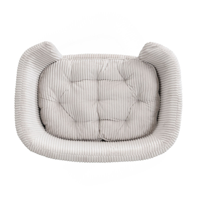 Cadre de lit pour chien surélevé pour petit chien, lit pour chien avec pieds en bois d'hévéa et mousse de soutien, assemblage facile