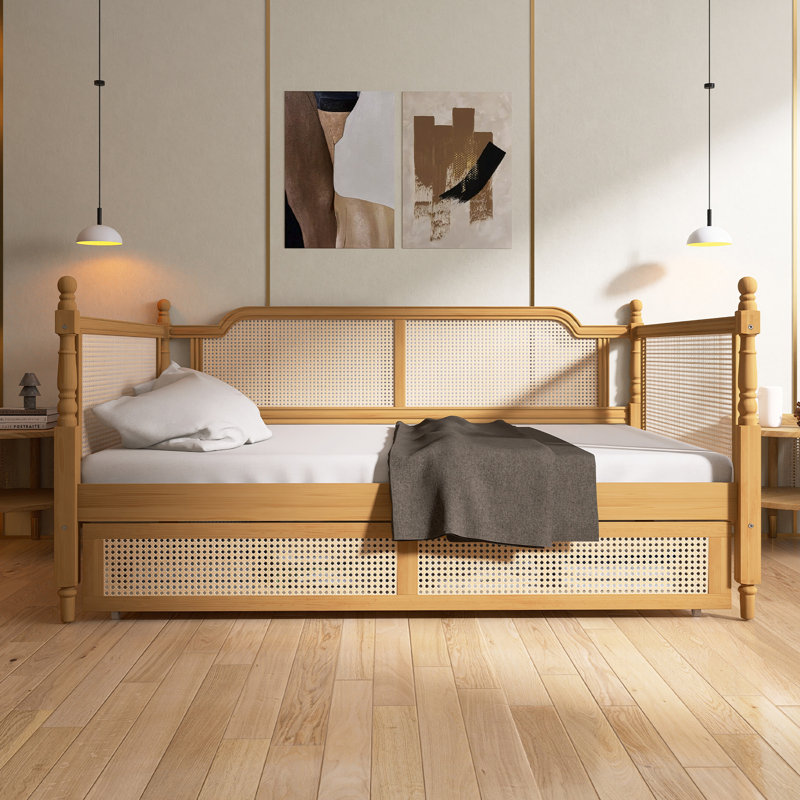 Lit de jour simple de style traditionnel avec 2 tiroirs pour un espace limité, sans sommier tapissier