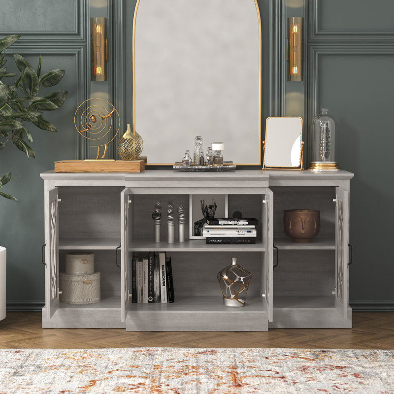 Buffet large 4 portes Eleana, Chêne gris cendré