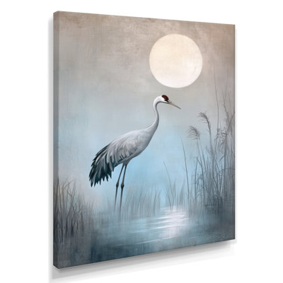 Moon Marsh Canvas, Crane Wall Art, Tallsmayne