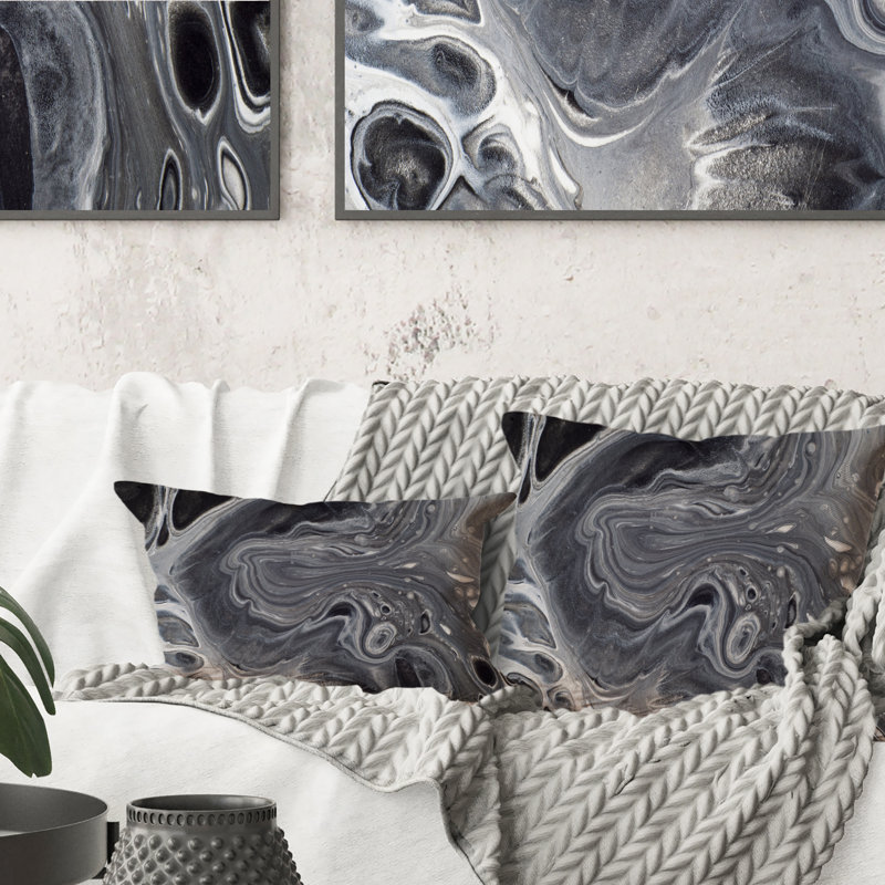Coussin Marble Waves In Shades Of Grey