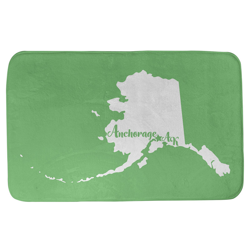 Tapis pour salle de bain ancrage alaska, l 21 po x L 34 po, Vert, Anchorage, Alaska