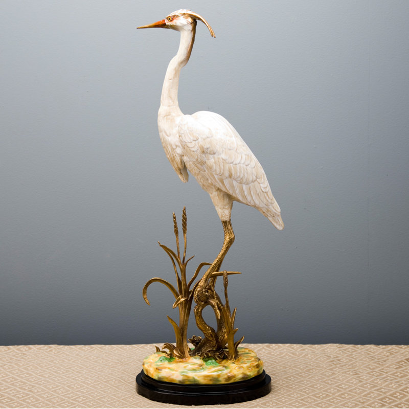 Porcelaine Shore Bird avec base bronze bronze