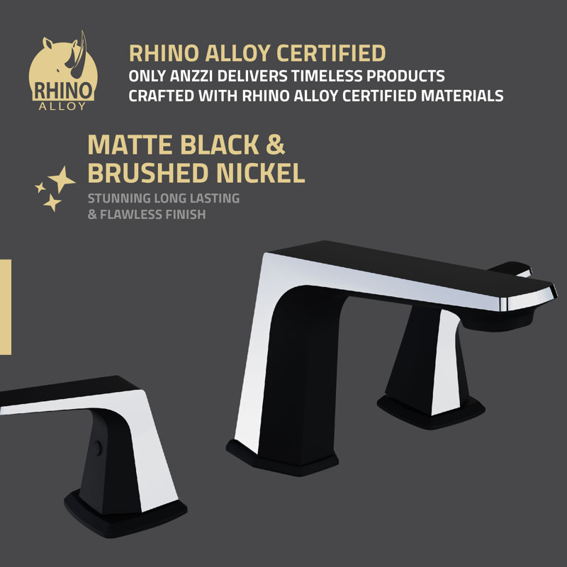 Matte Black and Chrome Widespread Bathroom Faucet with Pop-Up Drain