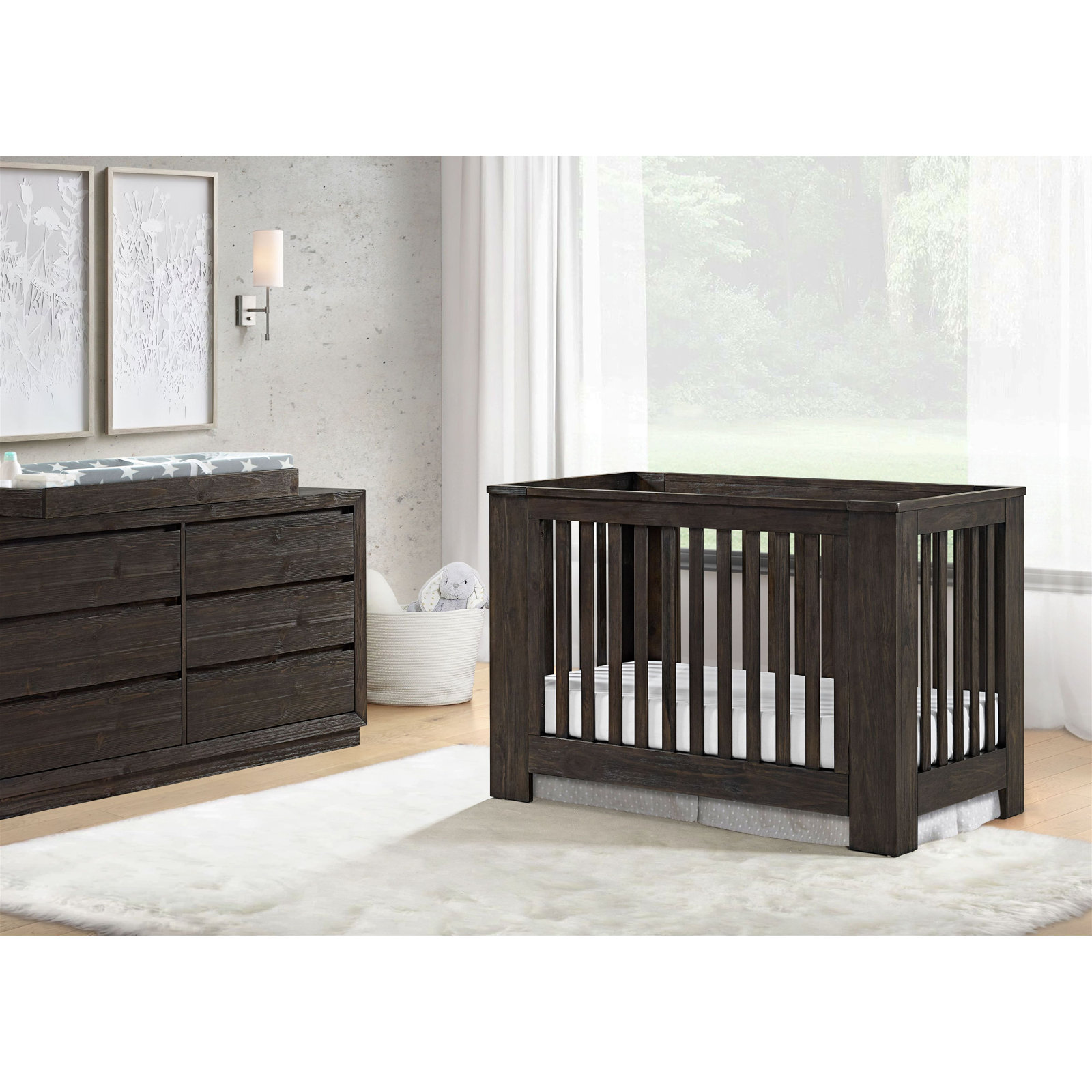 Albie Pine Convertible Crib, Cocoa