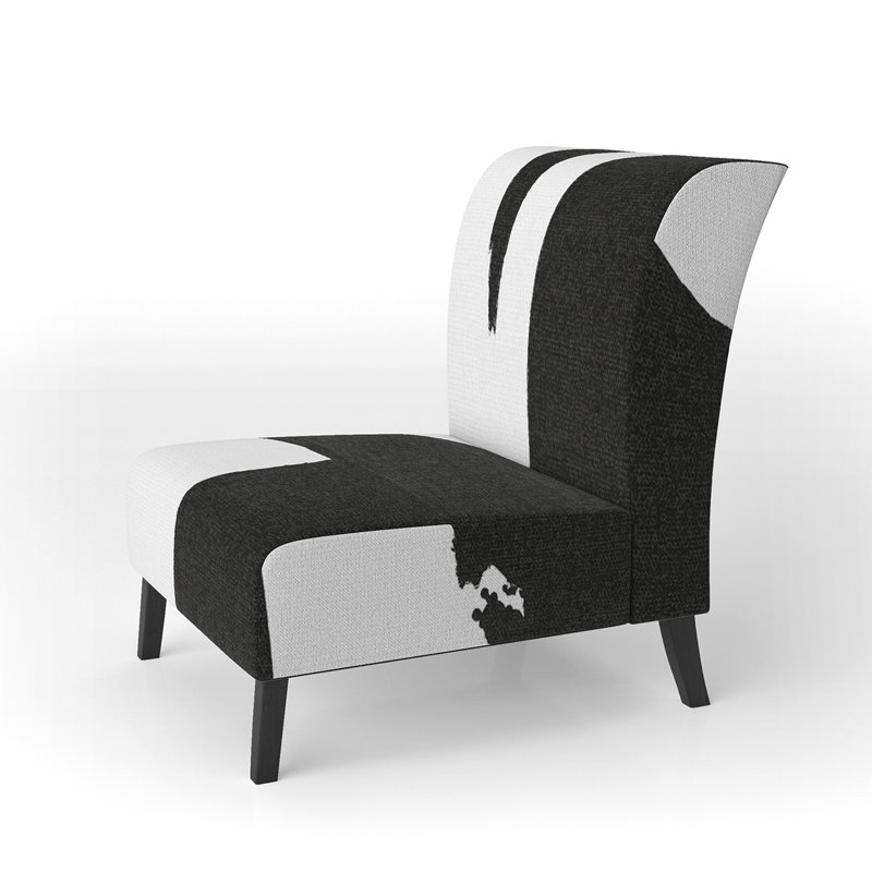Crossing Paths II - Fauteuil de chambre rembourré moderne, Noir / blanc