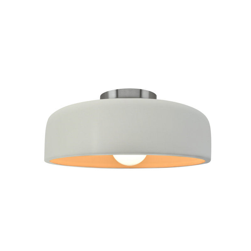 Radiance Ceramic Semi Flush Mount - Replaceable Bulb, Matte White/Champagne Gold, Brushed Nickel, 6" H x 10" W x 10" D