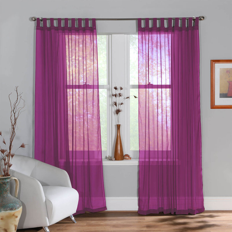 Mitthun Semi Sheer Pair, 149cm Width x 122cm Drop, Fuchsia