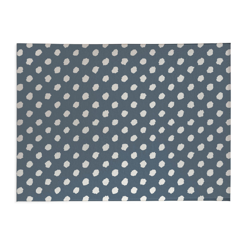 Tapis de cuisine Dot Dot, Bleu, Rectangulaire 3 pi x 5 pi, Grunge à pois