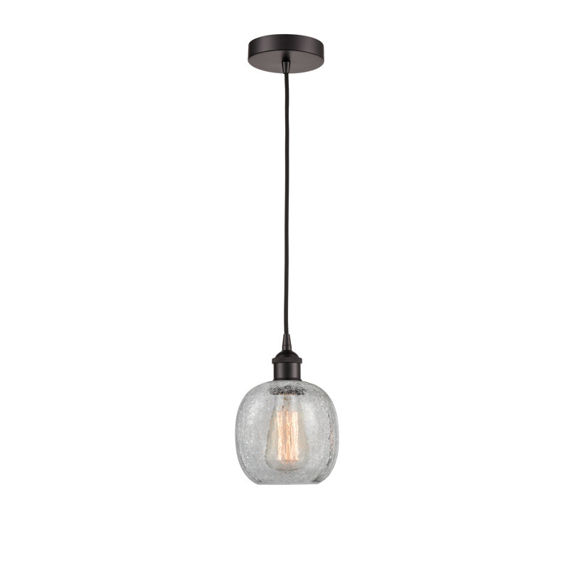 Luminaire suspendu simple à 1 lumière Amila, Bronze frotté à l'huile, Craquelage transparent