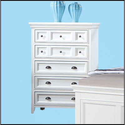 Commode de style transitionnel 1Pc Commode 9 tiroirs et boutons ronds en feutre avec tiroirs à roulement à billes à finition grise