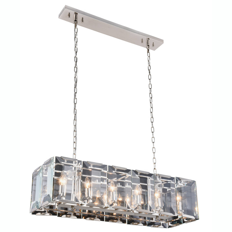 Luminaire suspendu linéaire pour îlot de cuisine 12 lumières Fouke, H 10,25 po x l 40 po x P 13 po, Fer doré