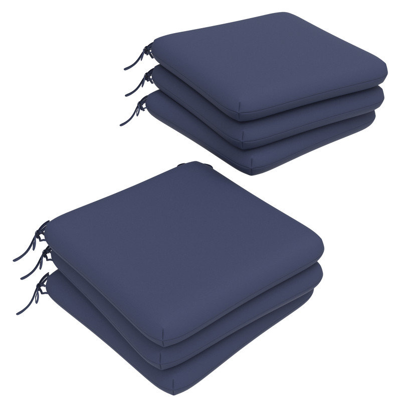Outdoor Square Dining Chair Cushions, 3" Foam Replacement Cushion, Navy Blue, 6
