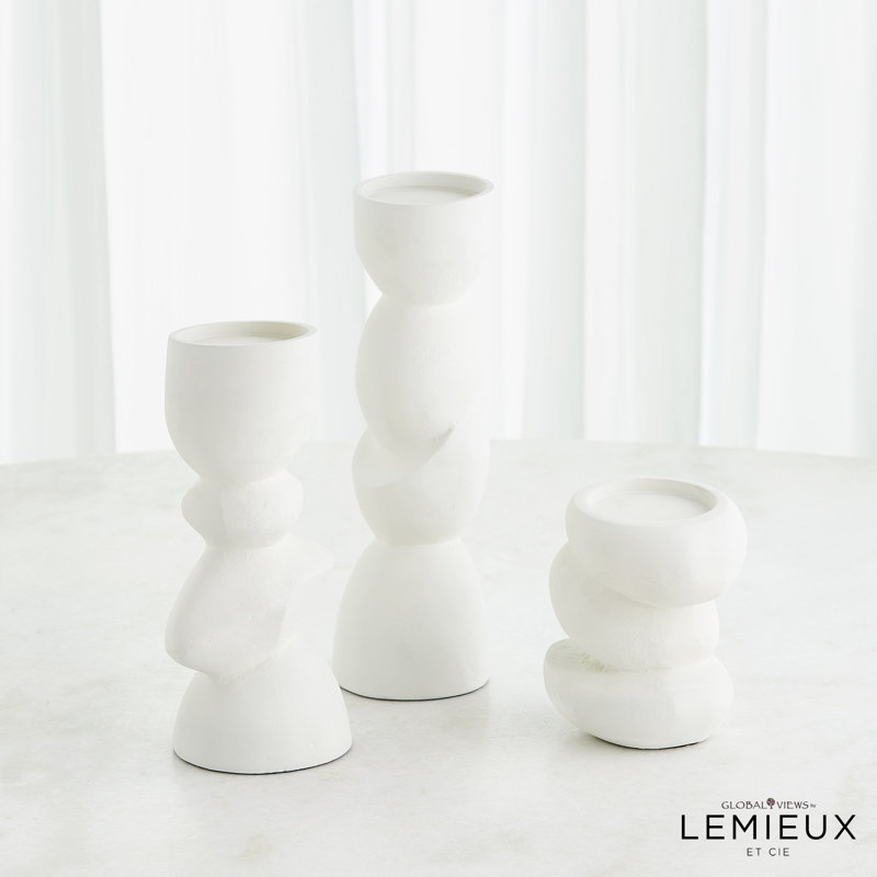Pradier Candle Holder-White-Lg
