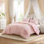 Ensembles de literie en chenille capitonnée florale, conception réversible rose, double / grand