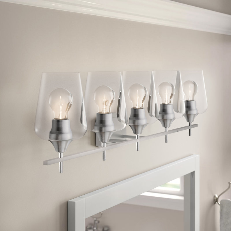 Éclairage de salle de bain à intensité variable 5 lumières Dahlya, Nickel brossé