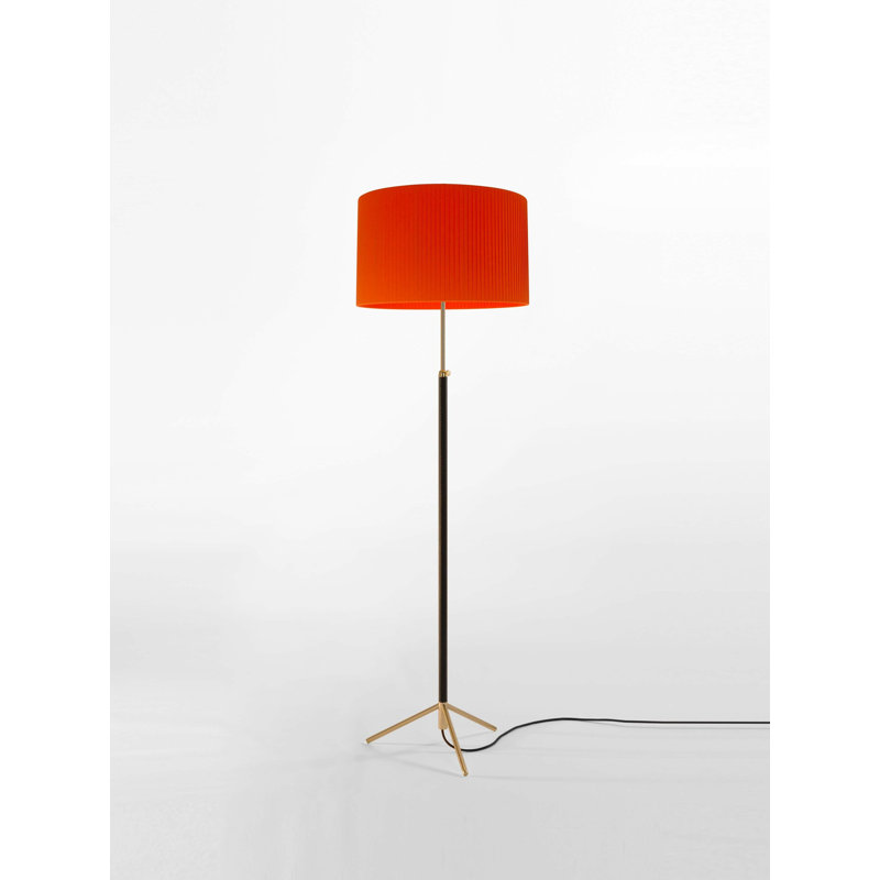  Pie de Salon Floor Lamp, Red Amber, Polished Brass