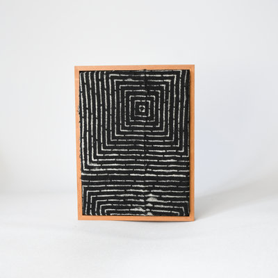 CARREE Black Mudcloth Teak Framed Wall Art
