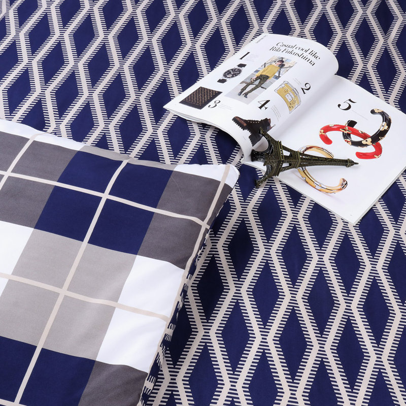 Microfiber Reversible Classic Bed Duvet Cover Set with Pillowcase, Single Duvet Cover + 2 Standard Pillowcases